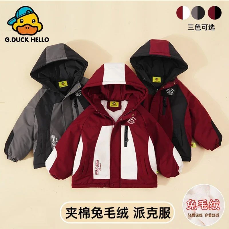 冲锋衣棉服外套儿童新款加绒加厚派克服男童女童拜年服棉衣
