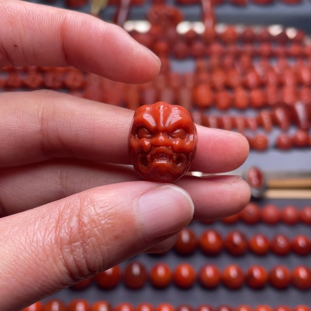 南红玛瑙未镶嵌其他W16瓦西偏锦红兽面配饰