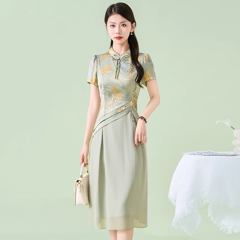 优雅新款气质时尚大气减龄休闲收腰显瘦连衣裙夏季19080