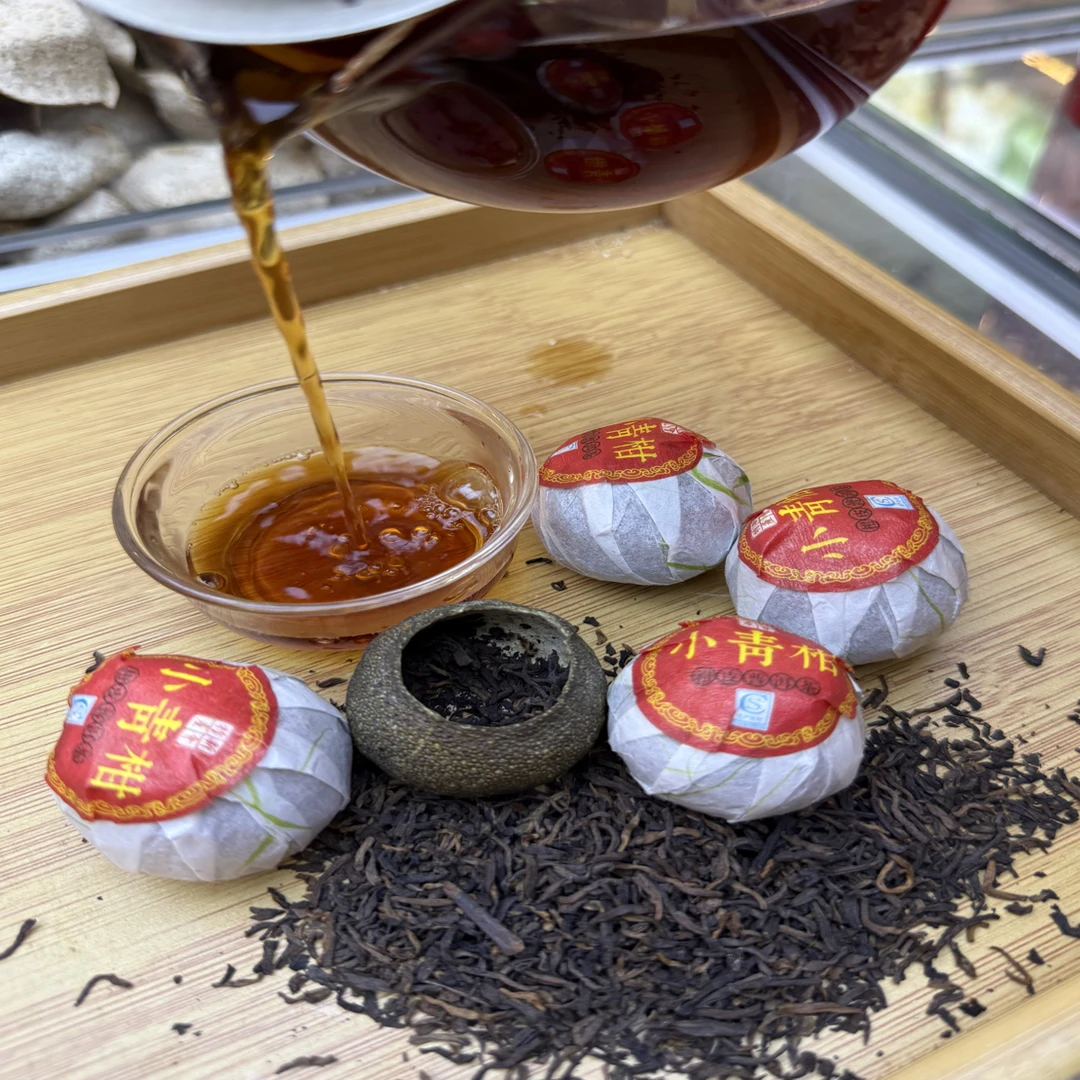 正宗新会小青柑陈皮普洱熟茶小柑橘柑普茶送礼佳品