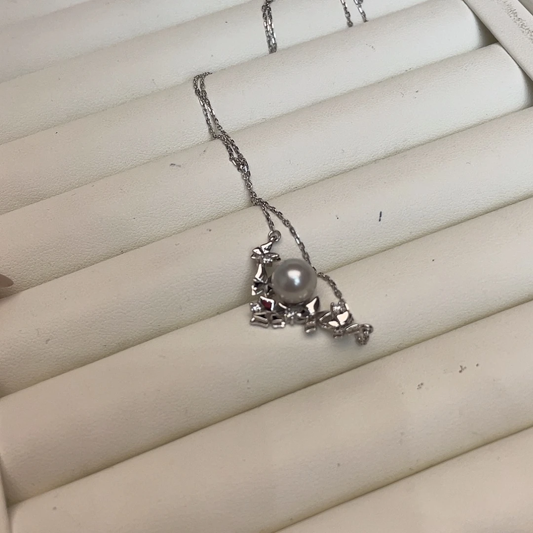 项链海水珍珠银S925镶嵌