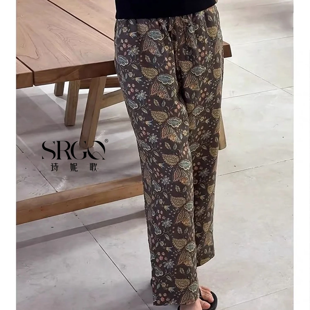 诗妮歌 | 汉麻复古直筒裤 老钱高级感壁画风休闲咖薄款直筒裤