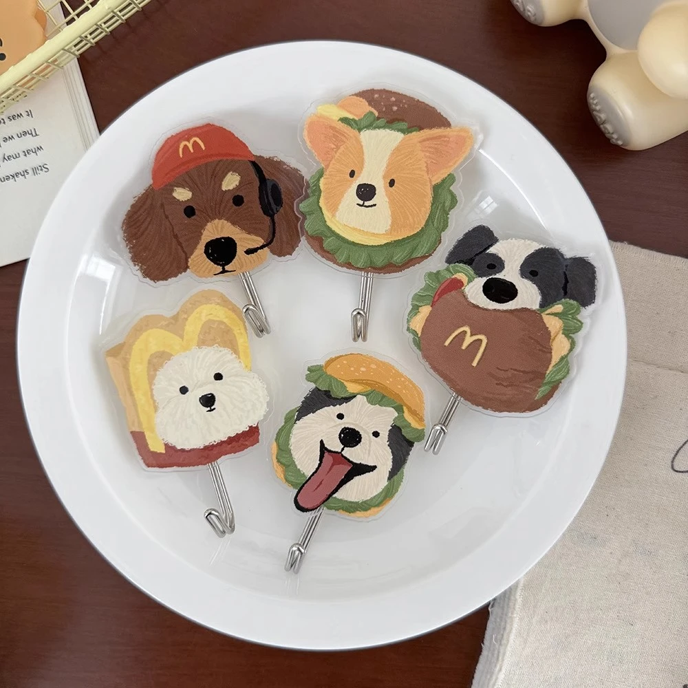 可爱小狗挂钩强力粘胶免打孔墙上门后无痕粘钩厨房卫生间宿舍钩子