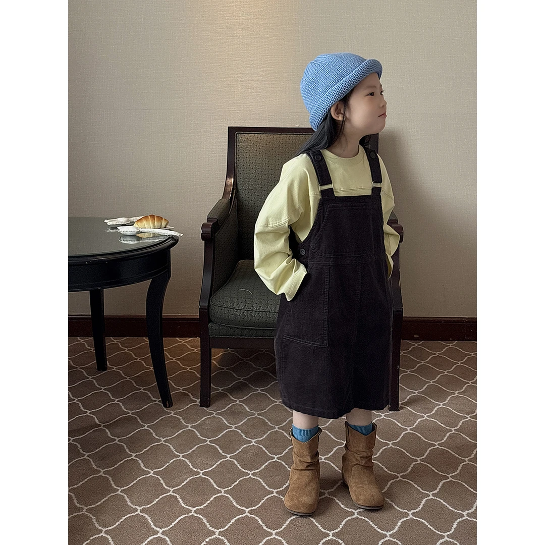 Harper kids韩系俏皮可爱灯芯绒宽松背带裙 H25D010799
