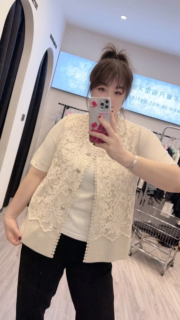 2025广州菲尔H6517高货蕾丝钩花爆款马甲