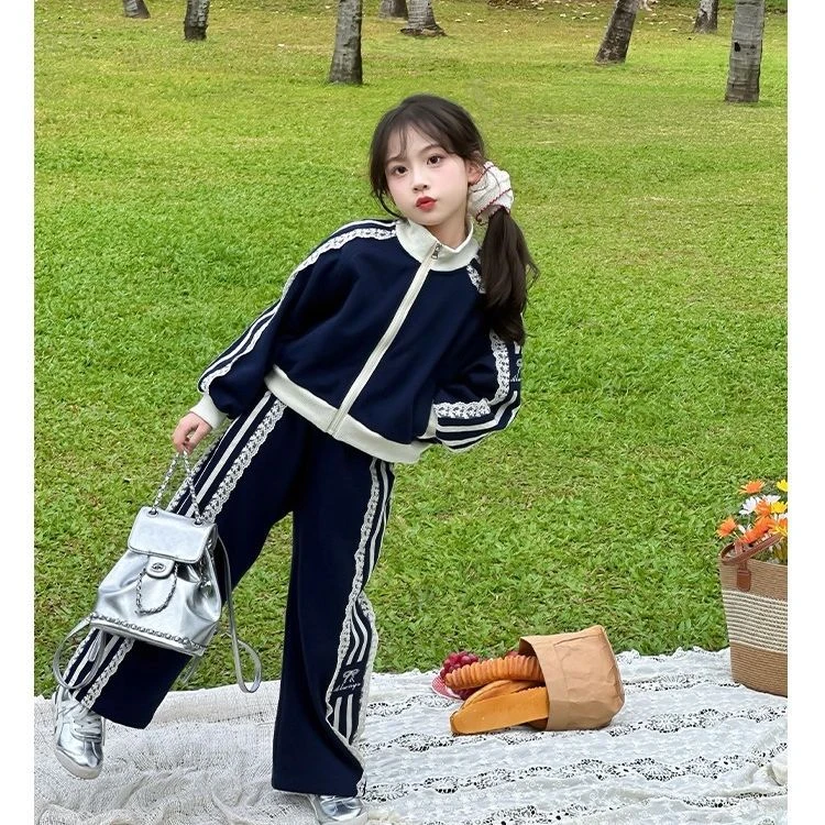 儿童女童卫衣套装春秋款新款女大童甜美上衣休闲裤两件套休闲秋装