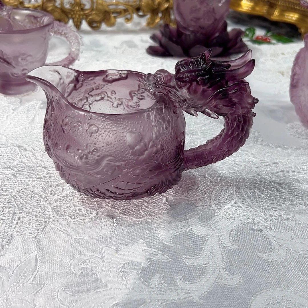 陶瓷QAA331紫色龙纹公道杯