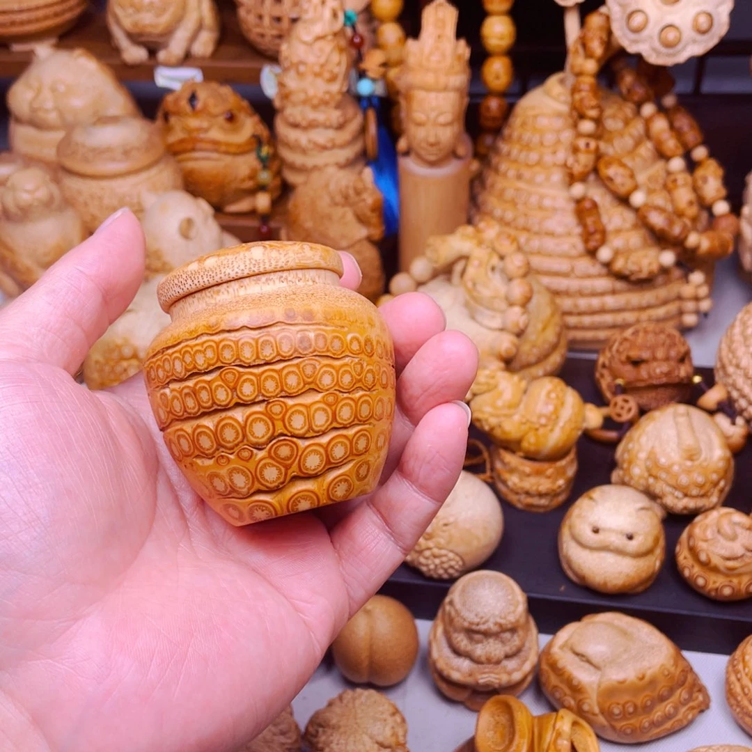 竹竹根雕茶仓把玩件