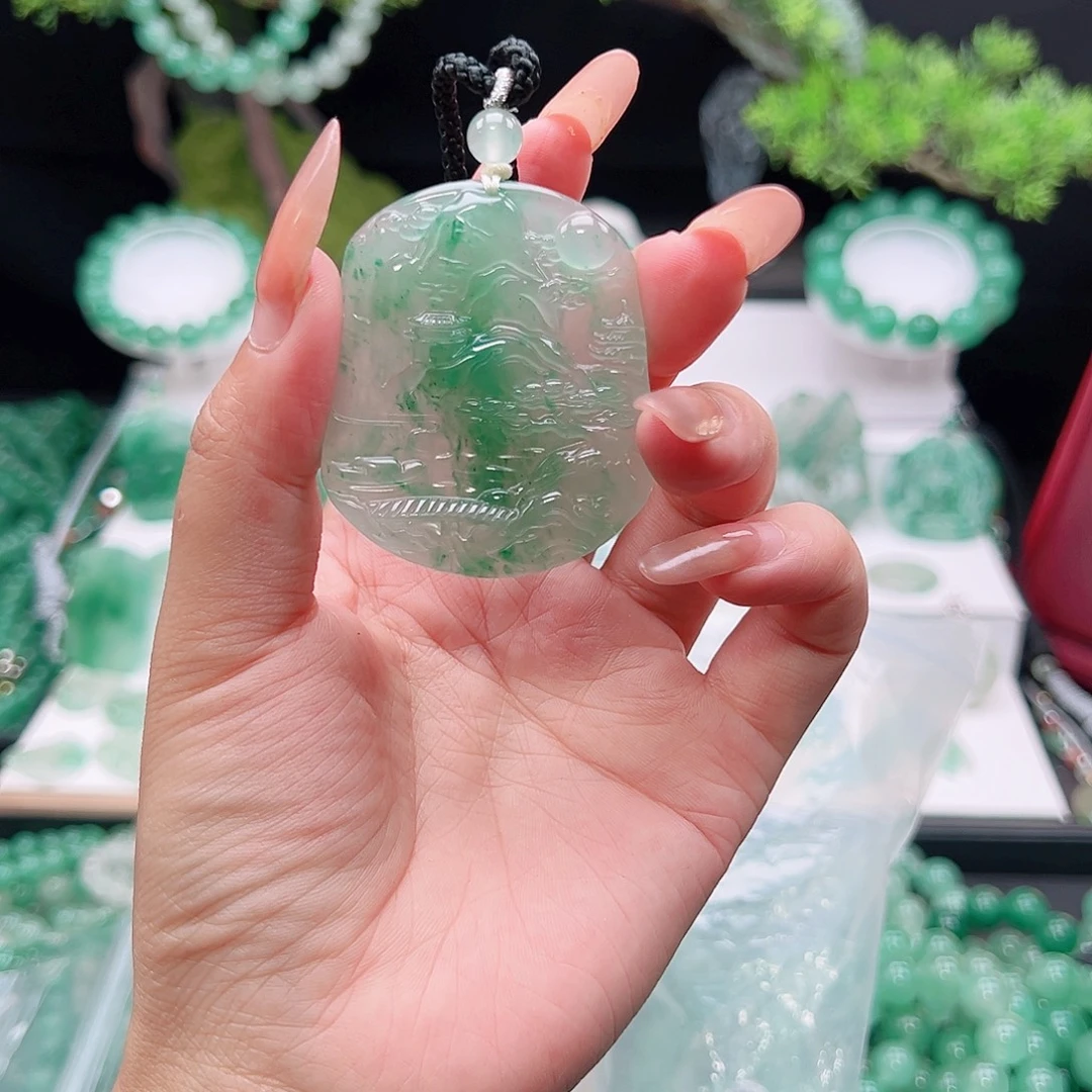 石英质玉（非洲翠）未镶嵌吊坠(赠链)