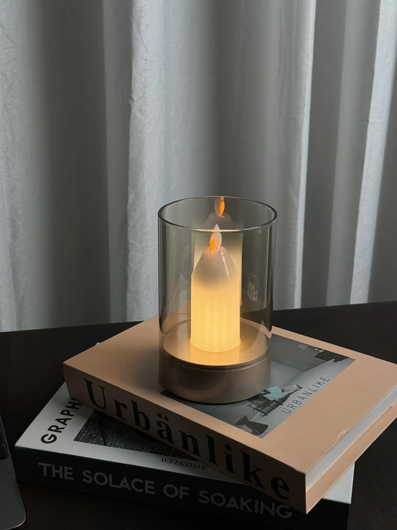 LED充电式手扫开关酒吧餐桌仿真烛光台灯休闲伴眠氛围小夜灯创意