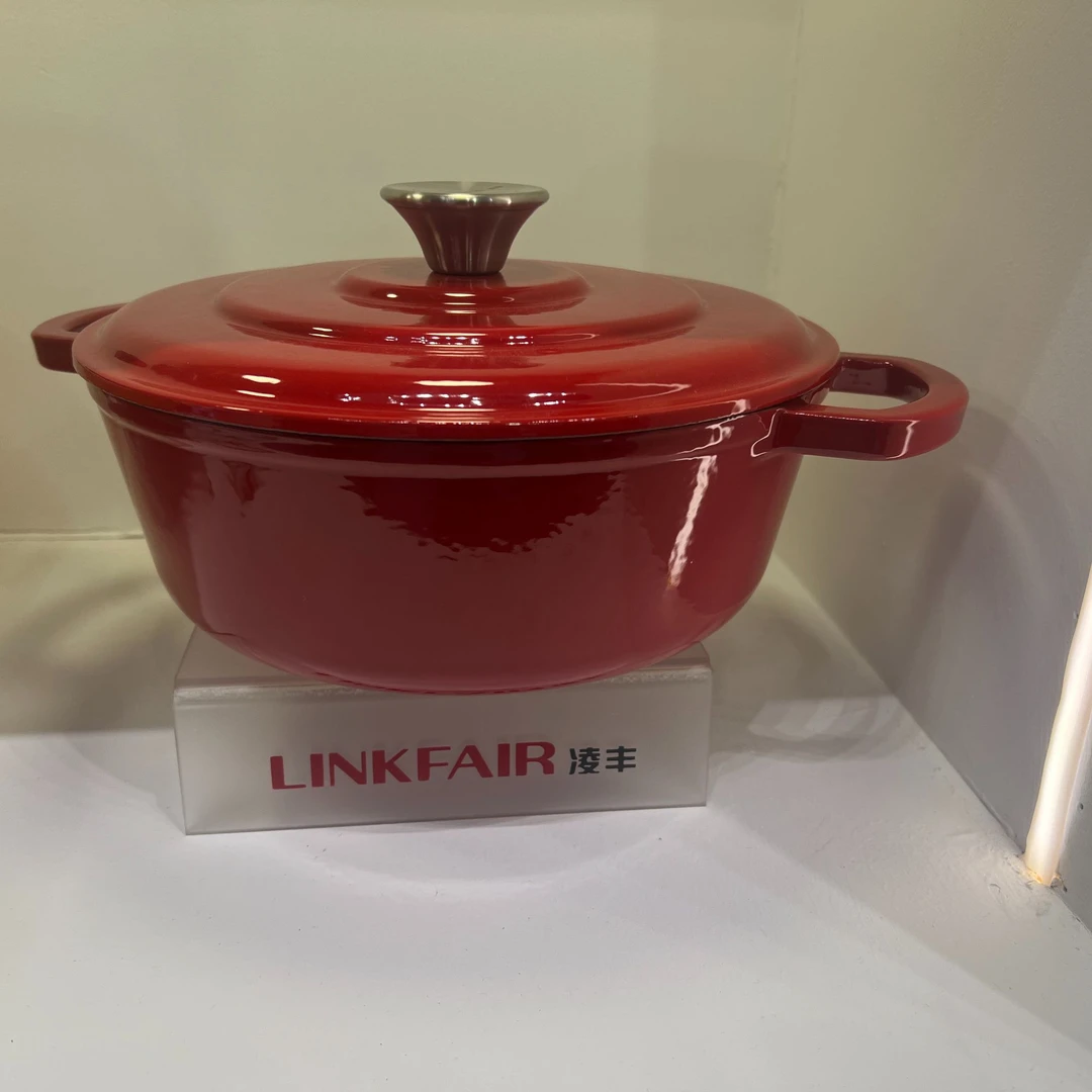 凌丰双耳珐琅汤锅平底设计可进烤箱不挑炉灶