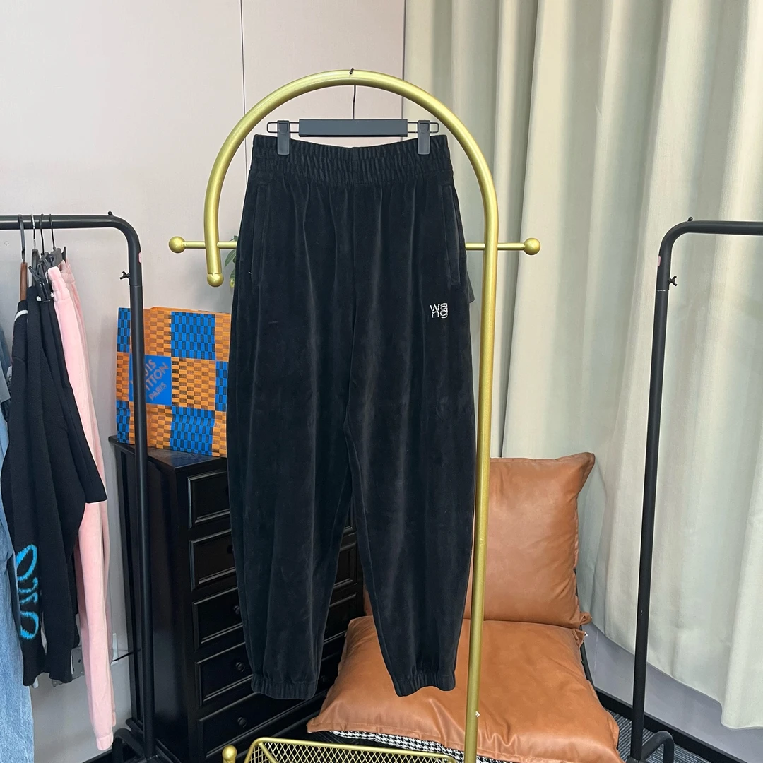 99新 maje 大王 黑色水钻植绒长裤 S码