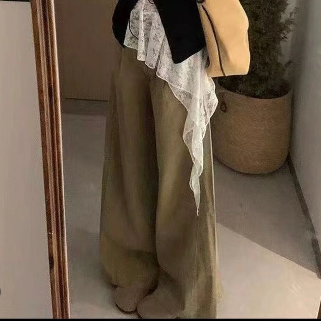 0066气质高级感高腰宽松窄版阔腿女士西装裤春秋款