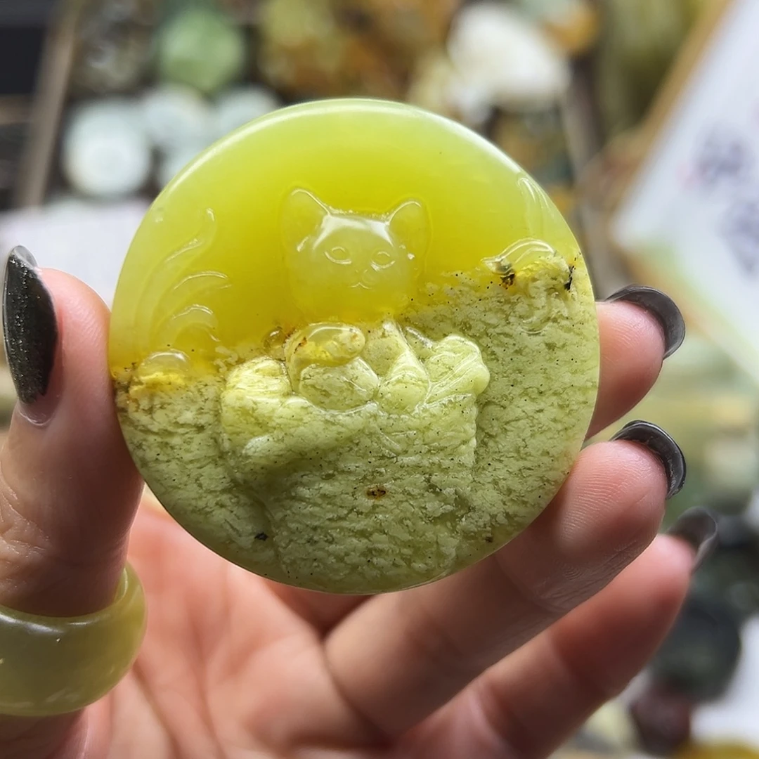未镶嵌岫玉颈饰辽阳料猫