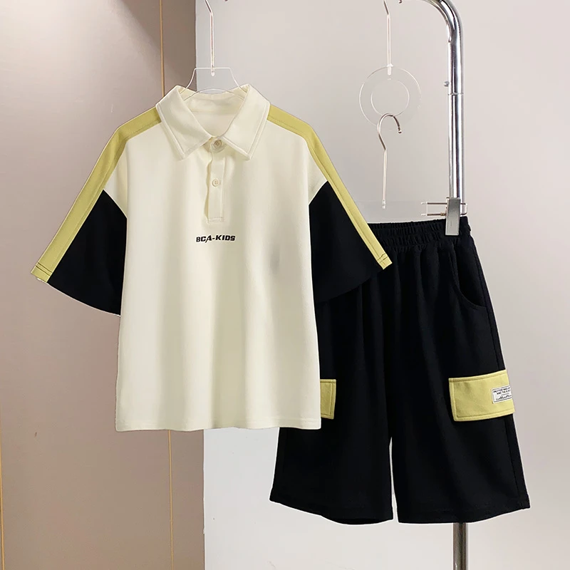 BCA【冠军代言】中大童青少年夏季休闲时尚短袖套装DF-套装3200
