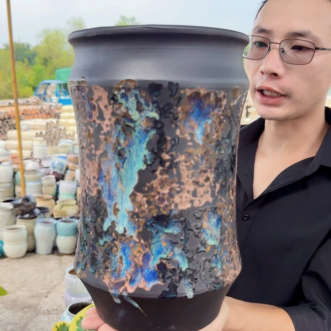 紫砂花盆口19高30（一个束腰新款泼墨