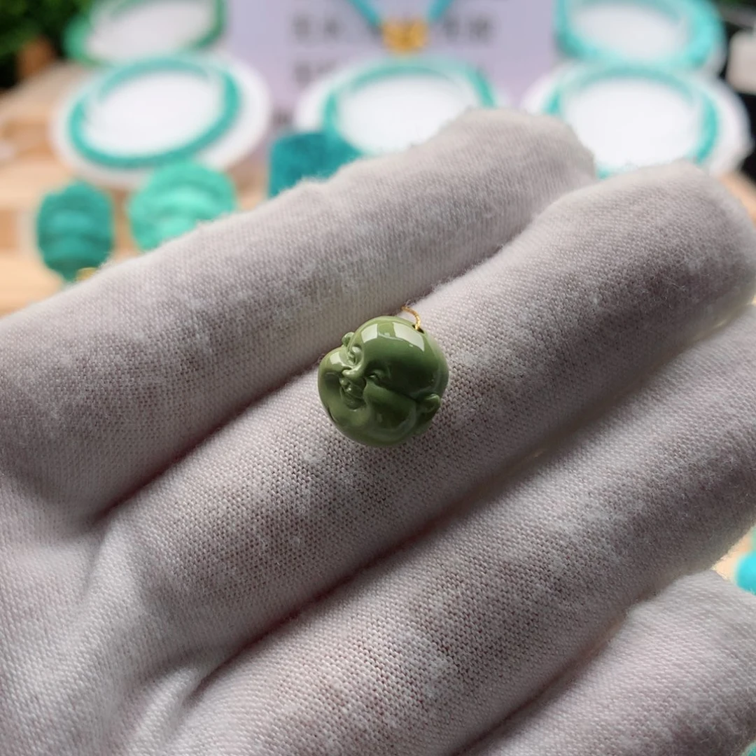 绿松石弥勒佛头未镶嵌