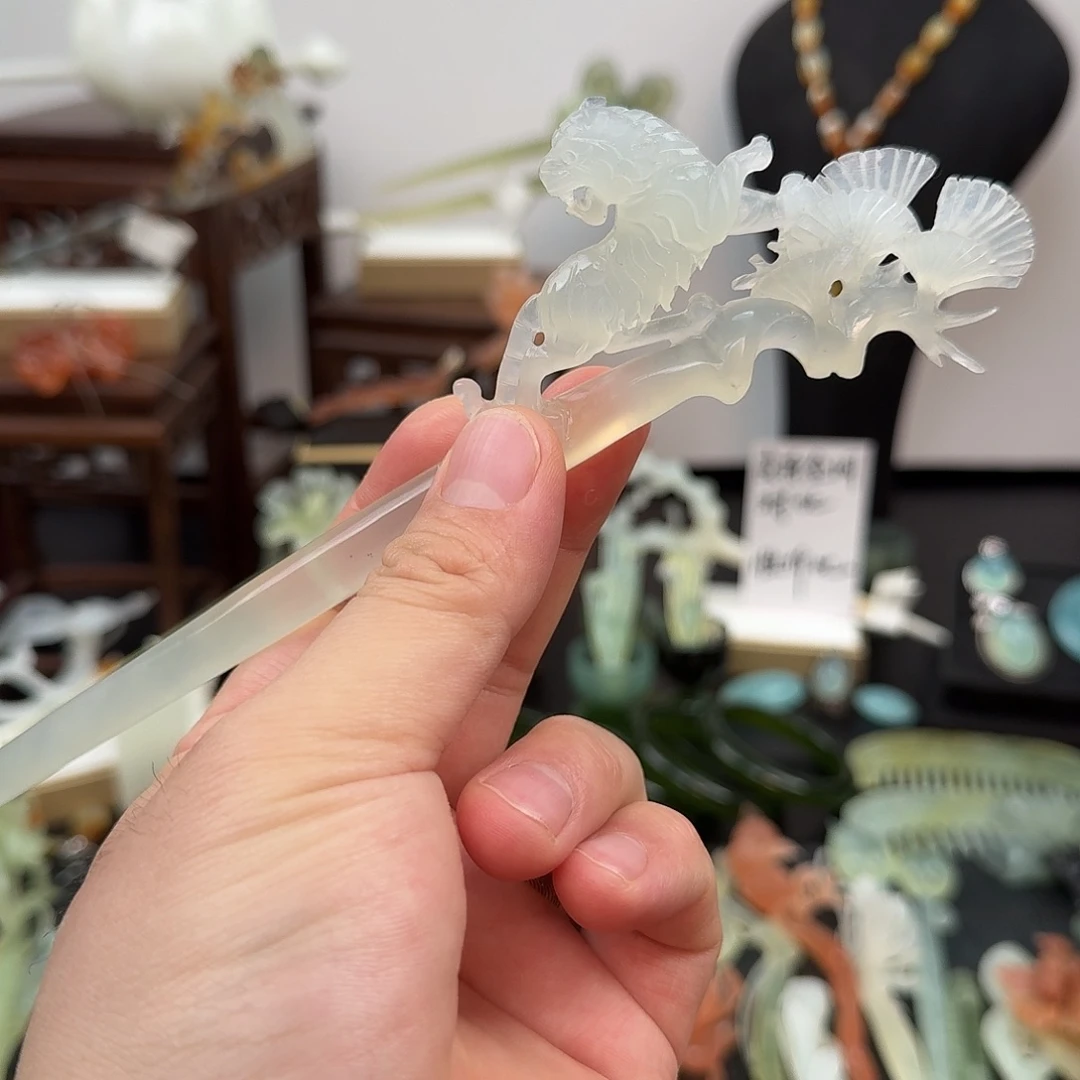 噔***噔蛇纹石玉未镶嵌发饰
