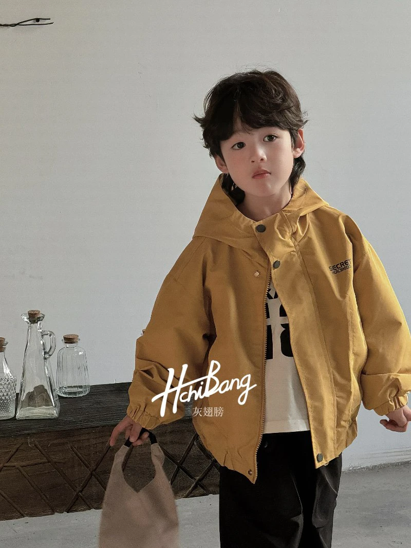 休闲上衣宽松春款潮装小童字母工装普通外套拉链常规休闲风连帽