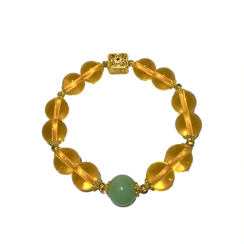 黄水晶圆珠手串E09-21赠礼盒(多样性发其一)