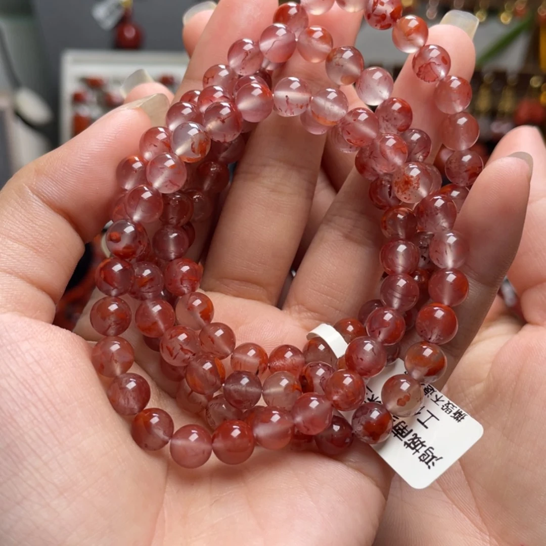【闪购商品】未镶嵌飘花多圈6.8m m南红玛瑙