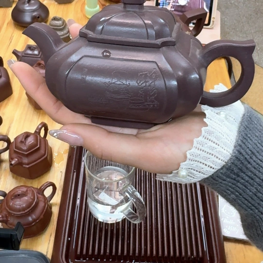 紫砂茶壶紫砂壶四方抽角石瓢270cc