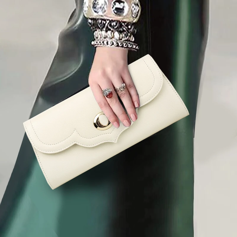 真皮手拿包女气质2025新款软牛皮链条单肩斜挎小包多卡位名媛手包