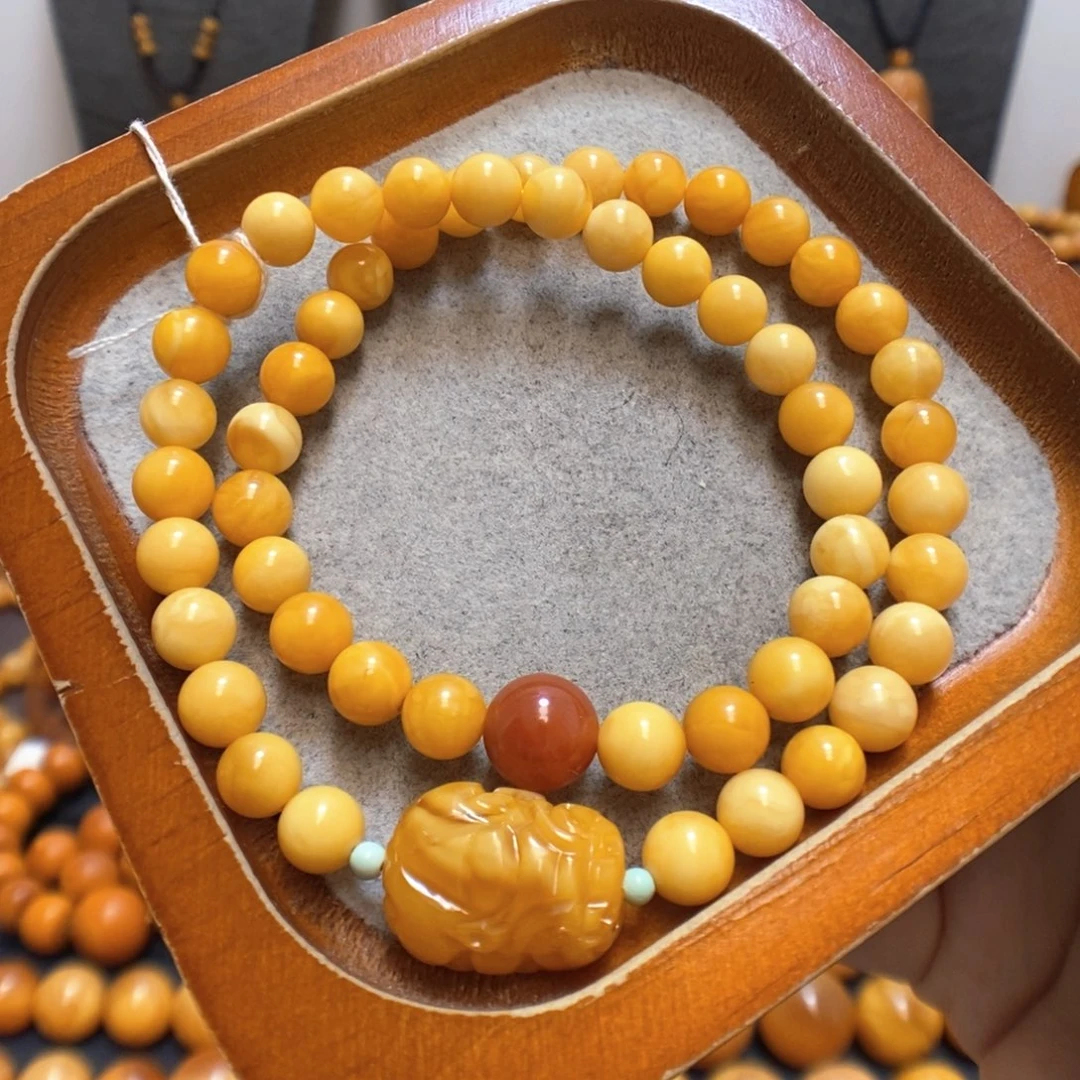 未镶嵌蜜蜡手串蜜蜡