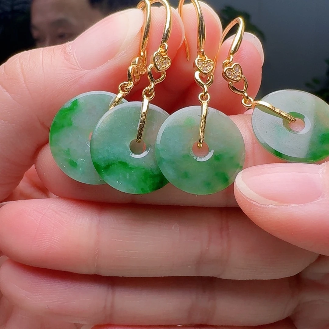 翡翠银S925镶嵌耳饰多样性发货其一