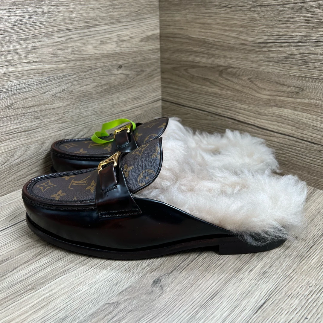 未使用 LouisVuitton/路易威登 Major棕满印穆勒半拖 40码-41.5码