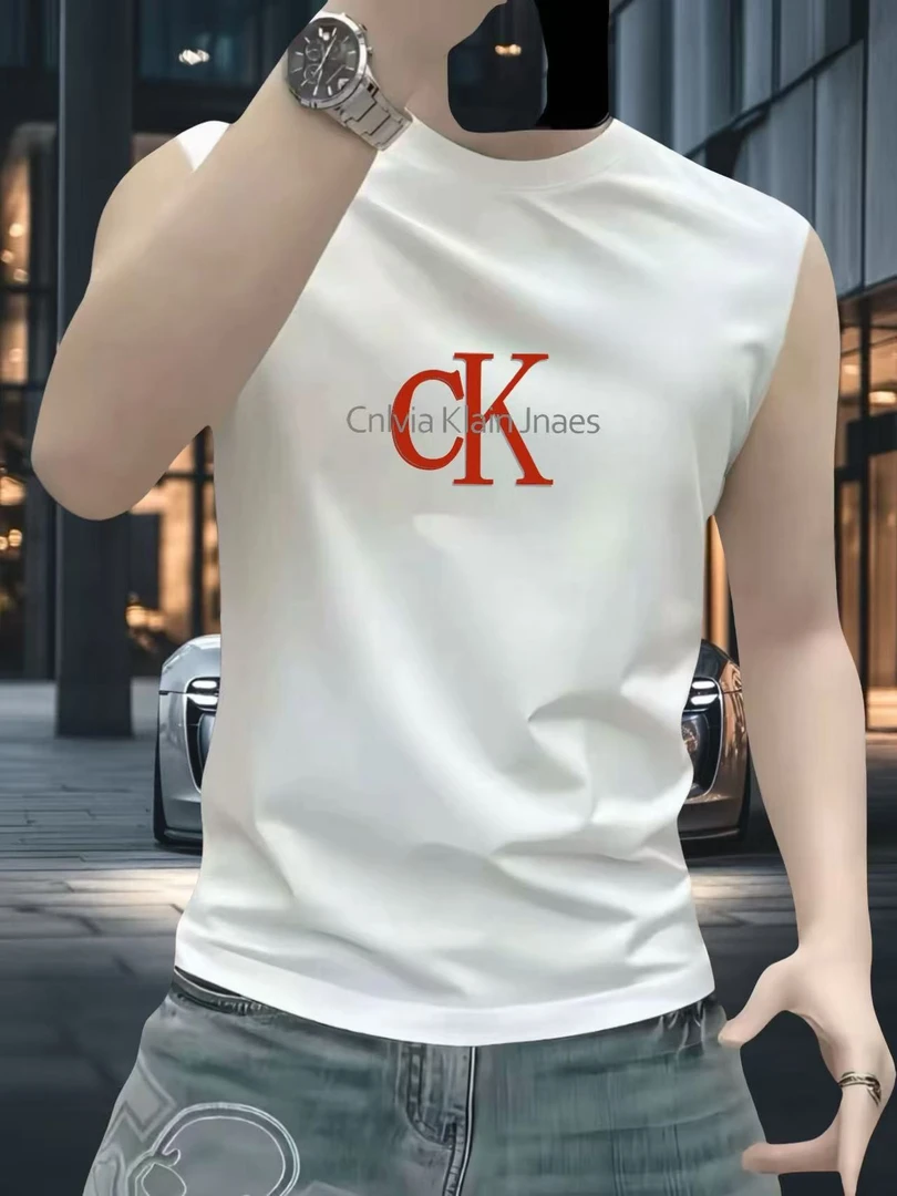 美式潮牌夏季新款纯棉百搭背心男宽松坎肩运动圆领健身无袖t恤