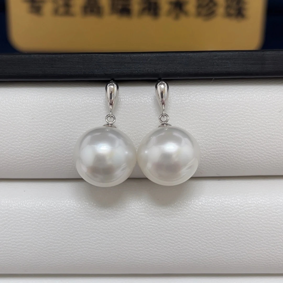 海水珍珠澳白耳饰13-1418K金镶嵌