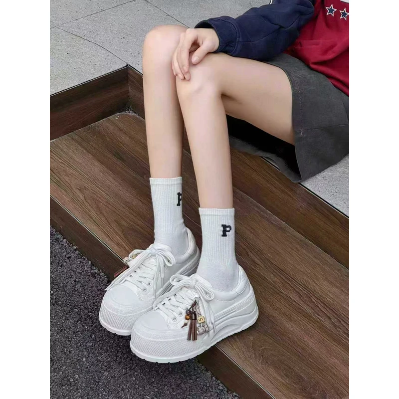 防滑秋季见外包装胶粘中跟松糕鞋潮流休闲鞋厚底ins9196-P