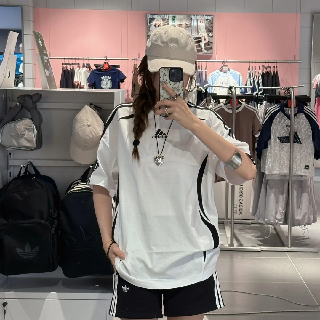 adidas 三叶草TEAMGEIST COTTONT-SHIRT足球风短袖T恤 KE0146 S
