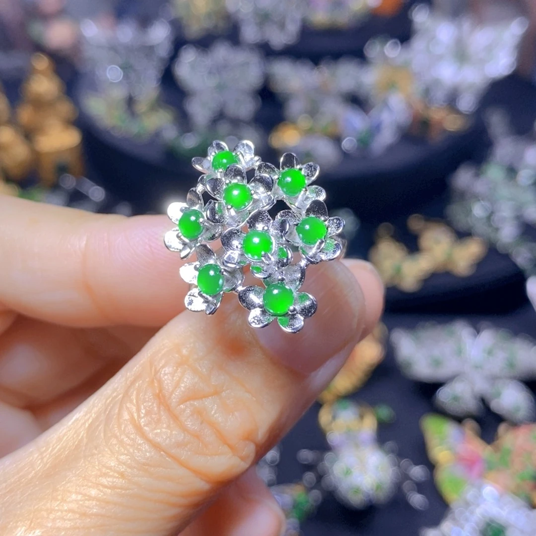 翡翠银S925镶嵌吊坠(不含链)天然翡翠