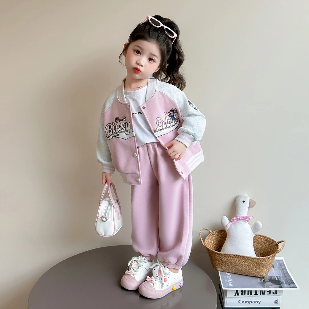 女童套装春秋2025新款儿童洋气运动秋季宝宝休闲棒球服秋装两件套