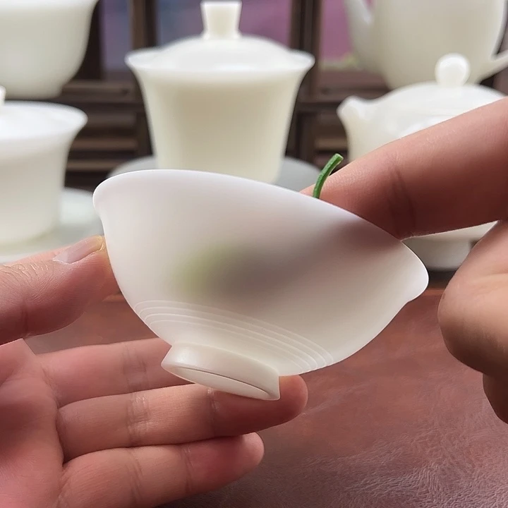 超薄胎高冰素烧100ml普洱杯斗笠盏