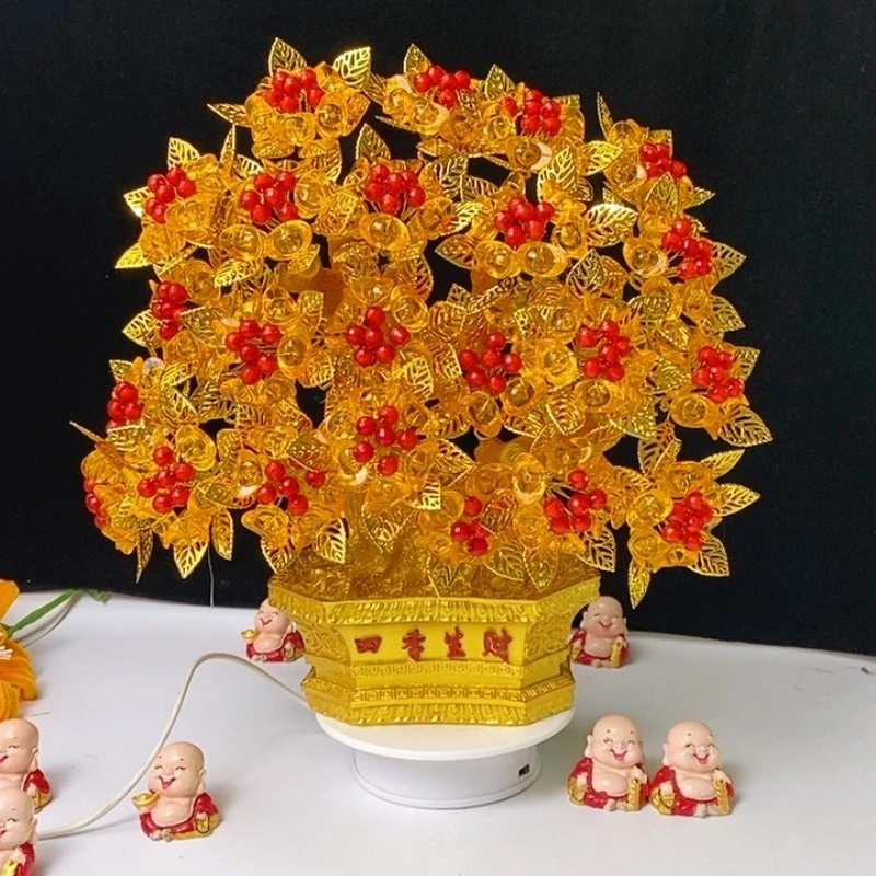 【新品上市】金玉满堂发财树手工串珠发财树材料包DIY招财树摆件