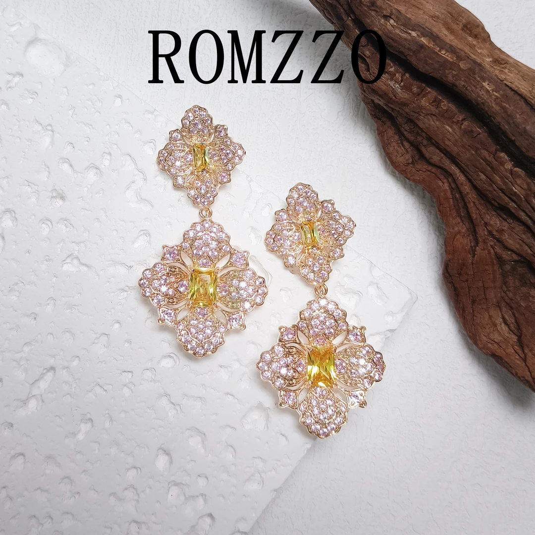 铜合金合成锆石耳饰 WYSX-001991【琼花雅韵】耳环气质欧美百搭时尚