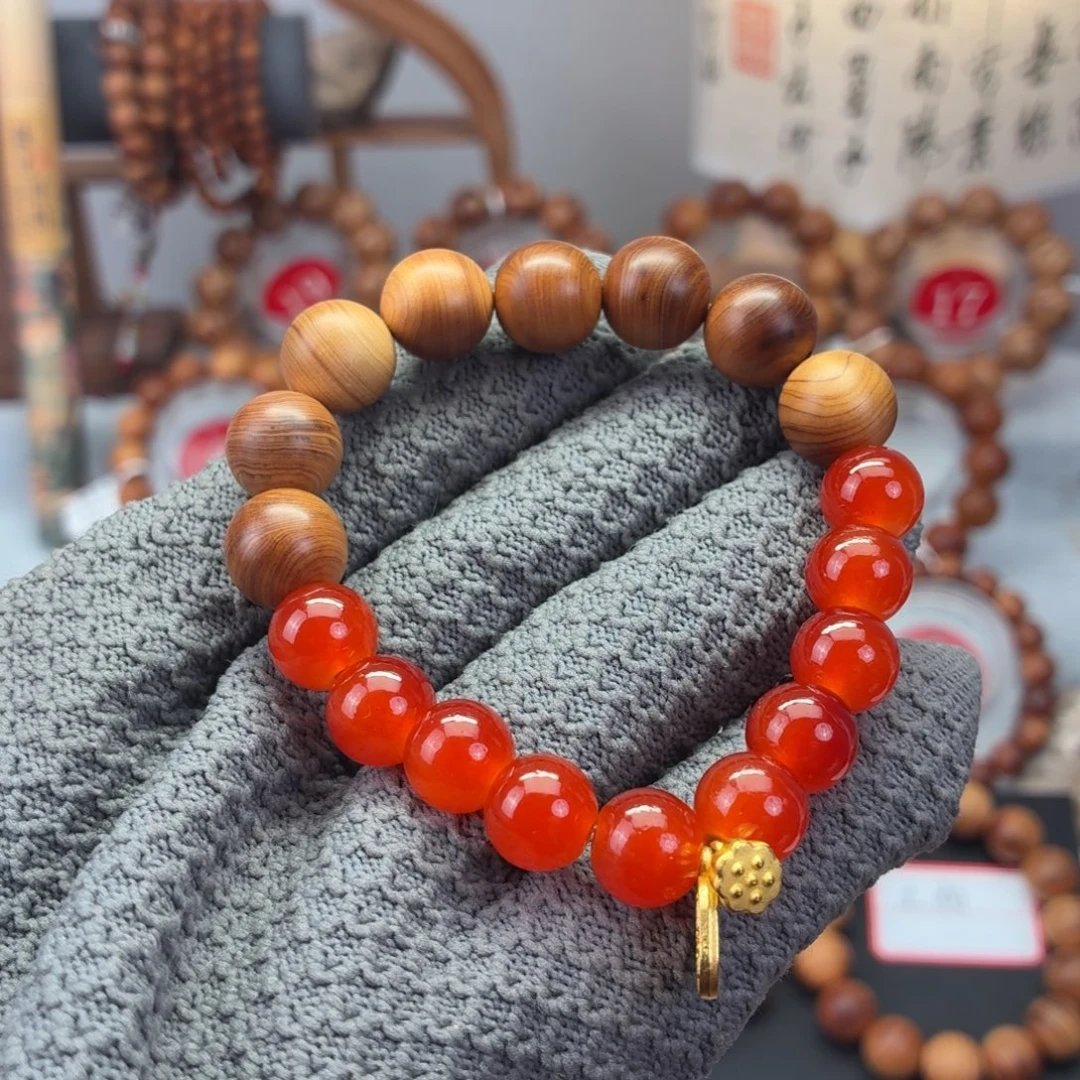 柏木手串/手链红油蚕丝纹1.2diy手链  甜香 20毛重