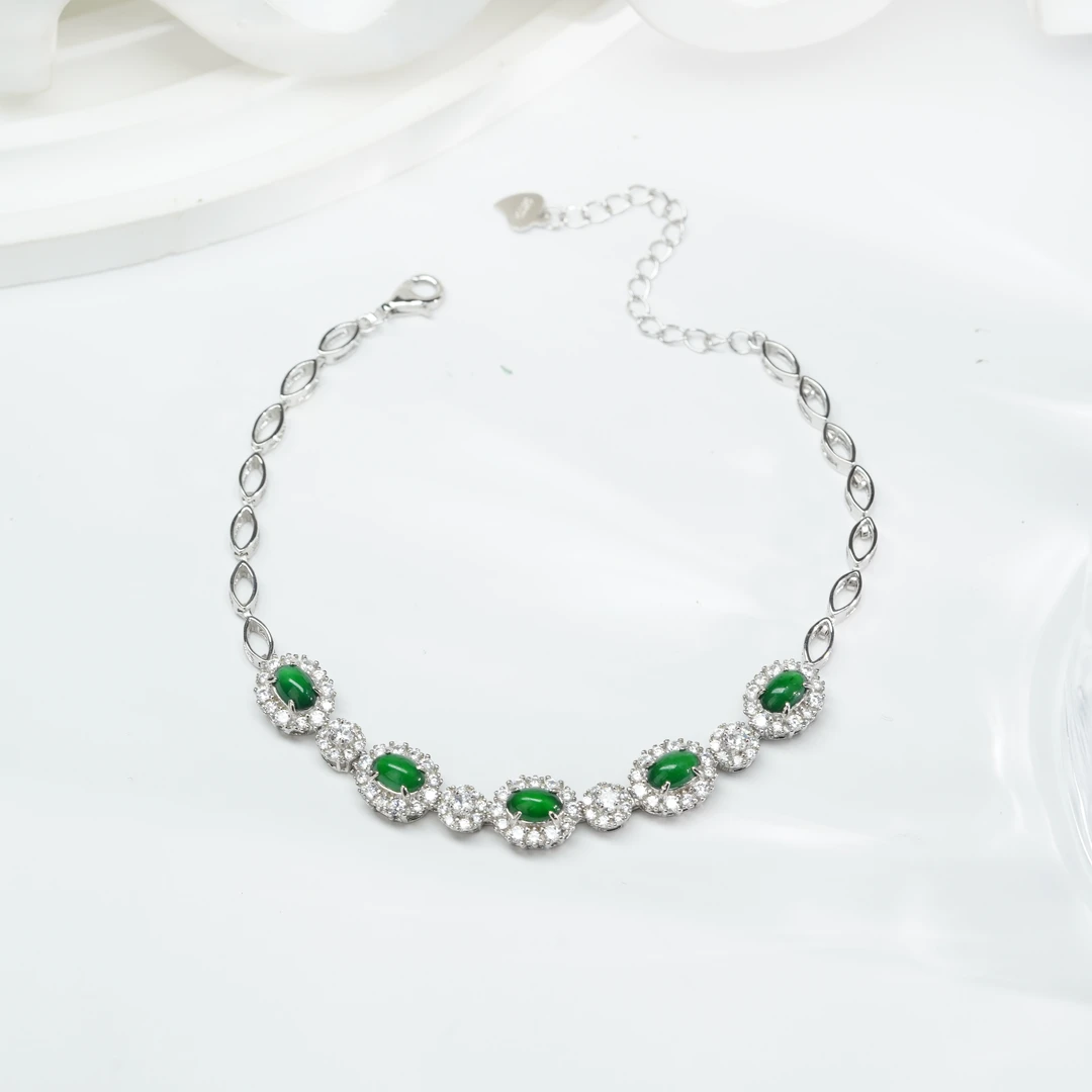 【小北好物】S925银翡翠手链约4*5mm5颗【多样性发一件】QH84X143