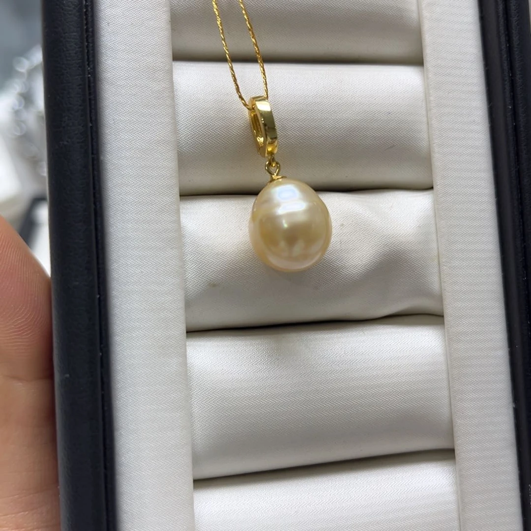 银S925镶嵌海水珍珠吊坠(不含链)12mm