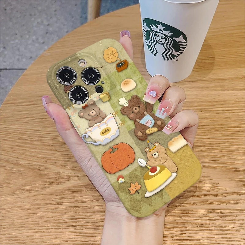 小熊面包适用苹果16promax菲林手机壳/华为/小米/oppo/vivo卡通
