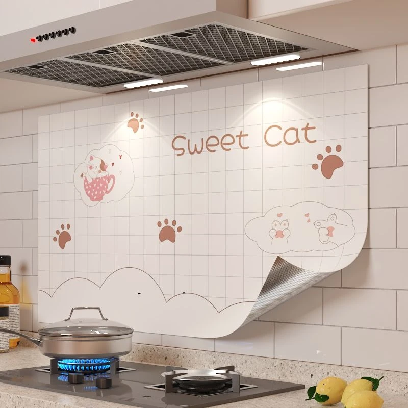 加厚厨房防油贴纸灶台翻新贴自粘墙纸防火防水耐高温家用油烟墙贴