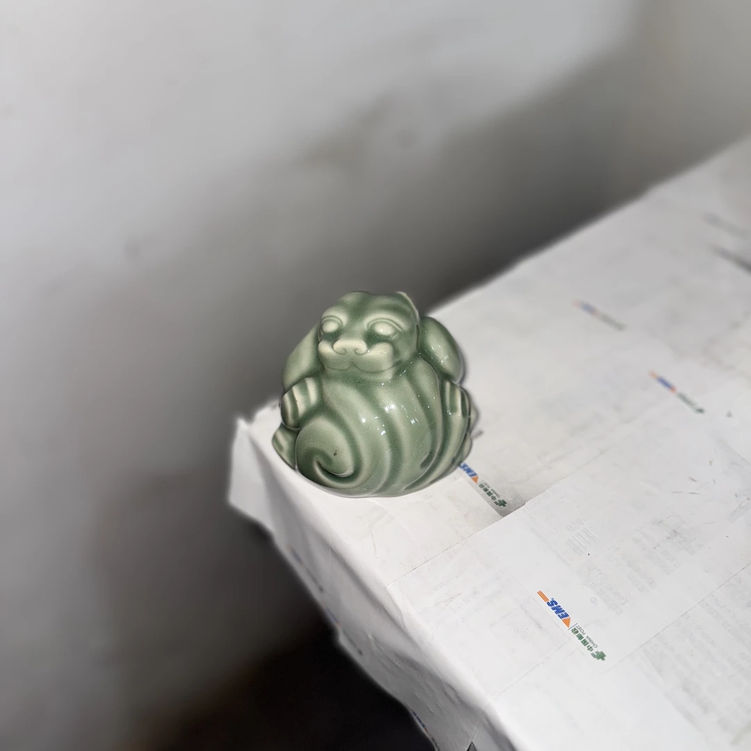 耀州窑原矿青瓷瑕疵青釉虎镇1个