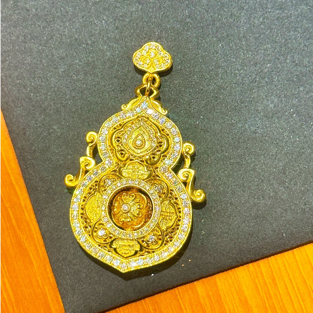 【薇】足金999【0附加】点钻人生四美葫芦吊坠国风精致送礼物国潮百搭