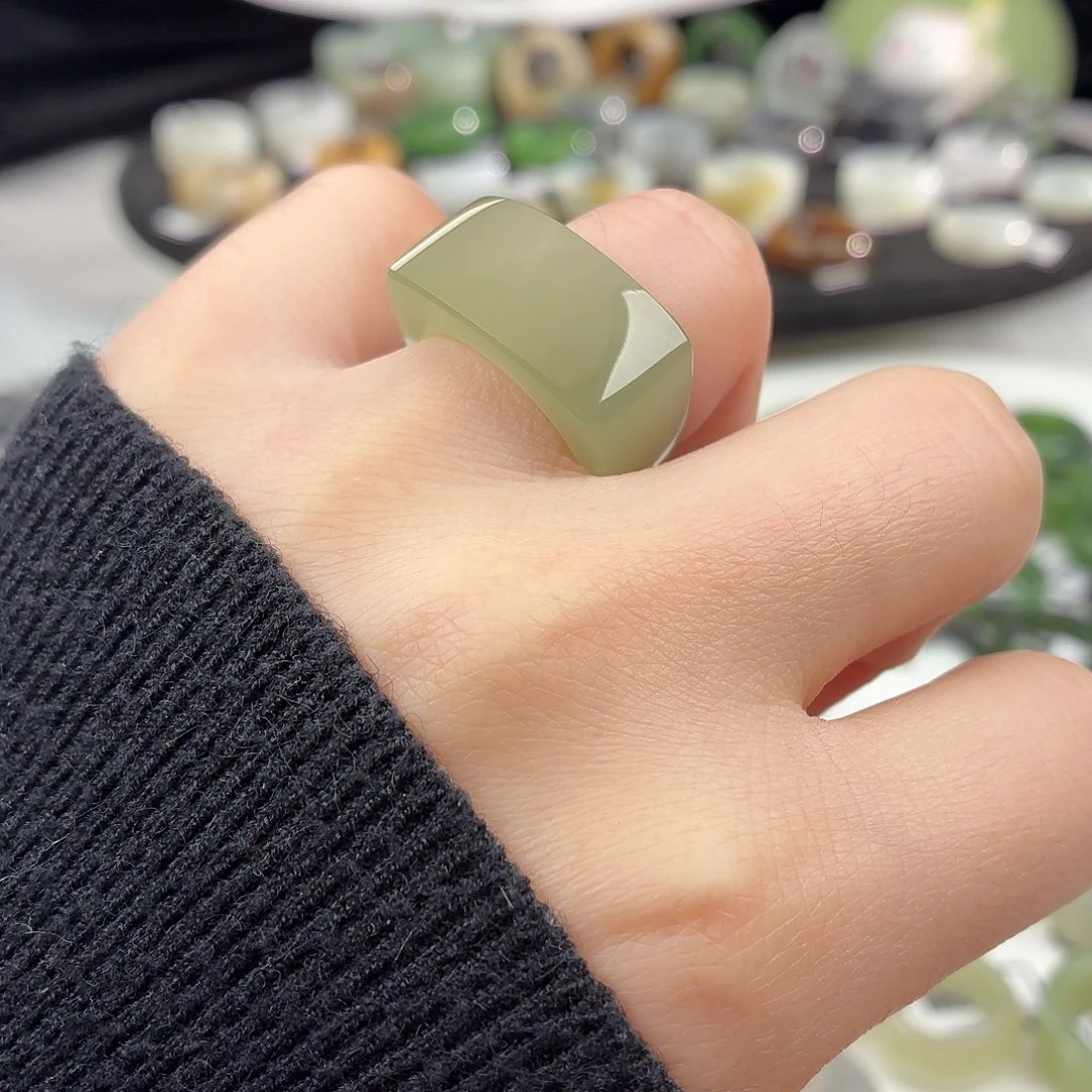 和田玉未镶嵌戒指S16晴水马鞍17.1