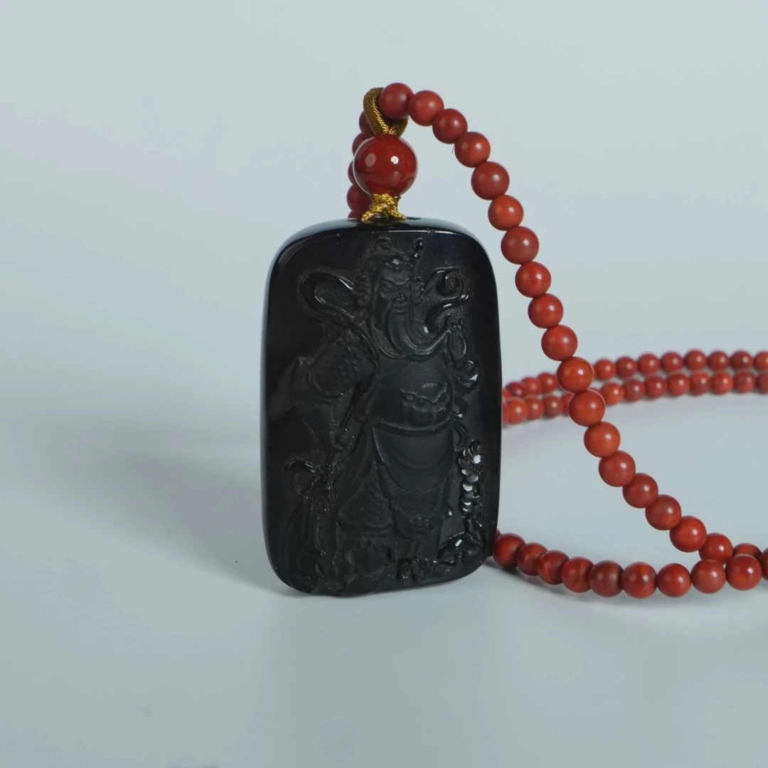 DY-M4353 南红琥珀关公项链 15.89g