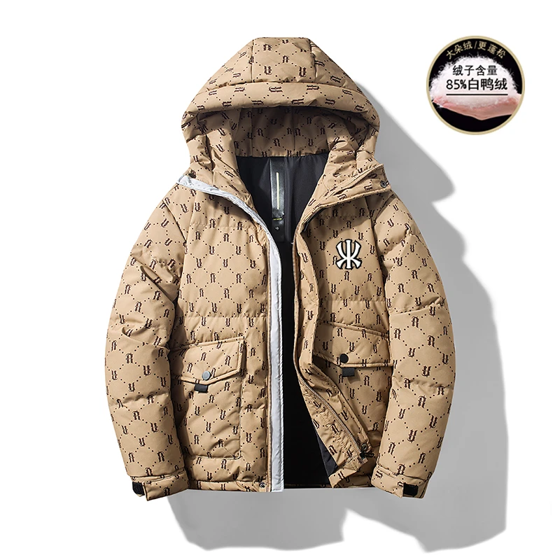 2024潮牌羽绒服男爆款冬季保暖加厚外套新款白鸭绒连帽衣服