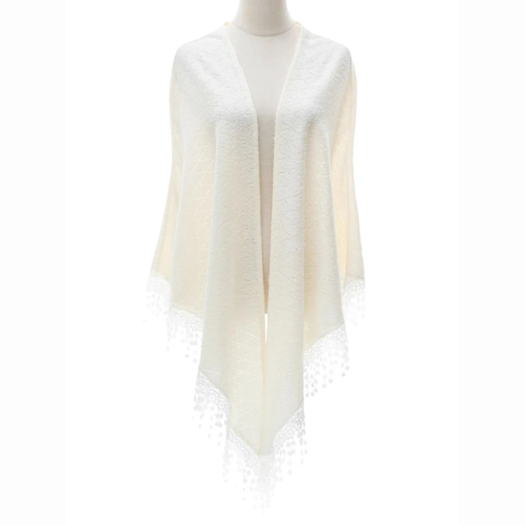 3388华夫格镂空百搭披肩新款针织外搭中式气质高贵日常可穿